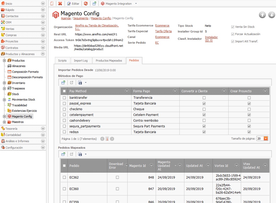 Integración ERP Magento